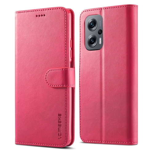 

For Xiaomi Redmi Note 11E 5G LC.IMEEKE Calf Texture Leather Phone Case(Red)