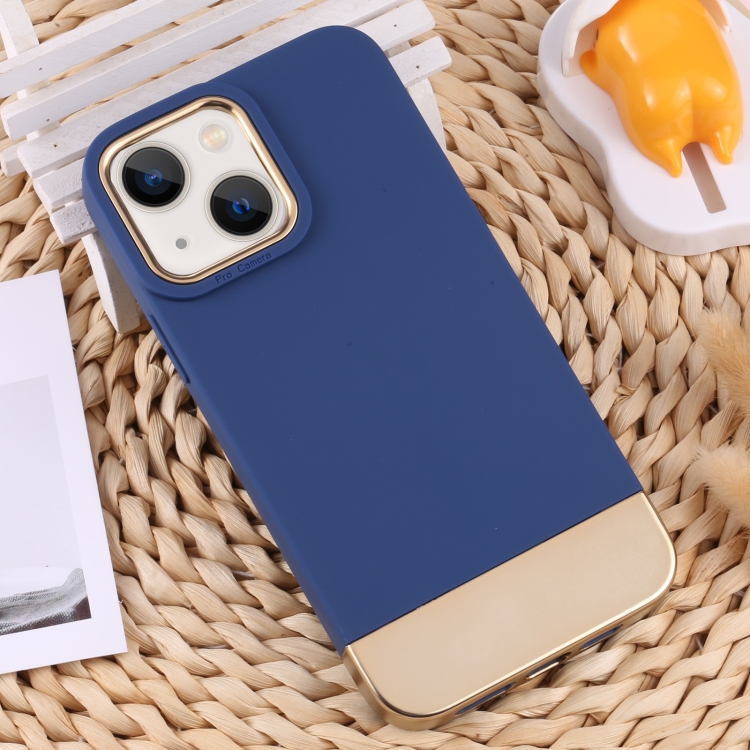 

For iPhone 14 Plus TPU + Electroplated PC Phone Case(Blue)
