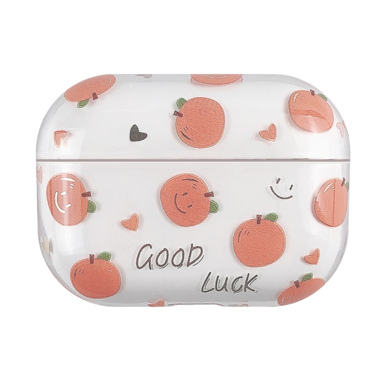 

For AirPods Pro 2 Bronzing Fruit Pattern PC Earphone Hard Protective Case(Orange)