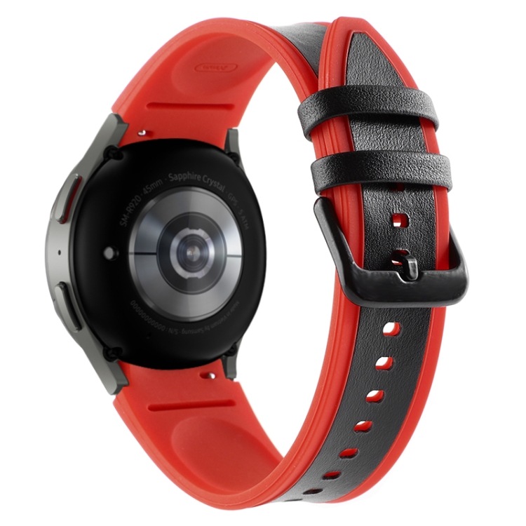 

For Samsung Galaxy Watch4 / 5 / 5 Pro Silicone Pasted Leather Watch Band(Red+Black)
