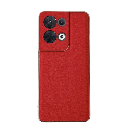 

For OPPO Reno8 Pro Genuine Leather Luolai Series Nano Plating Phone Case(Red)