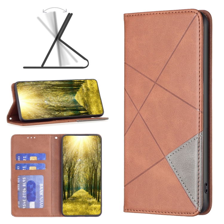 

For Xiaomi Redmi A1 Prismatic Invisible Magnetic Leather Phone Case(Brown)