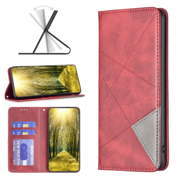 

For Xiaomi Redmi A1 Prismatic Invisible Magnetic Leather Phone Case(Red)