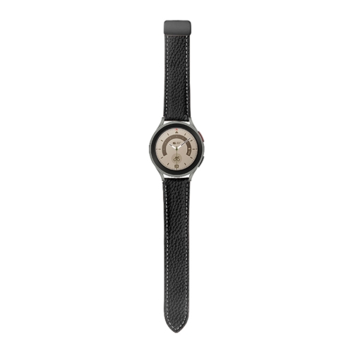 

For Samsung Galaxy Watch5 40mm / 44mm Litchi Genuine Leather Watch Band Black Buckle(Black)