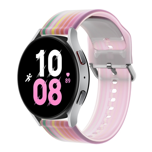 

For Samsung Huawei Watch 22mm Universal Frosted Translucent Silicone Watch Band(Pink Rainbow)