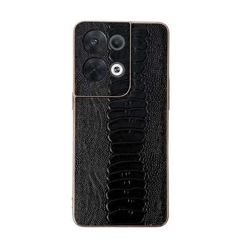 

For OPPO Reno8 Genuine Leather Weilai Series Nano Plating Phone Case(Black)
