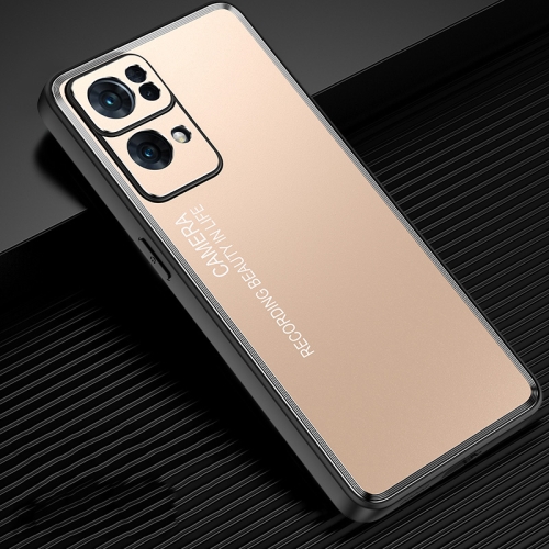 

For OPPO Reno7 Pro Frosted Metal Phone Case(Gold)