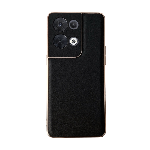 

For OPPO Reno8 Pro Genuine Leather Xiaoya Series Nano Plating Phone Case(Black)