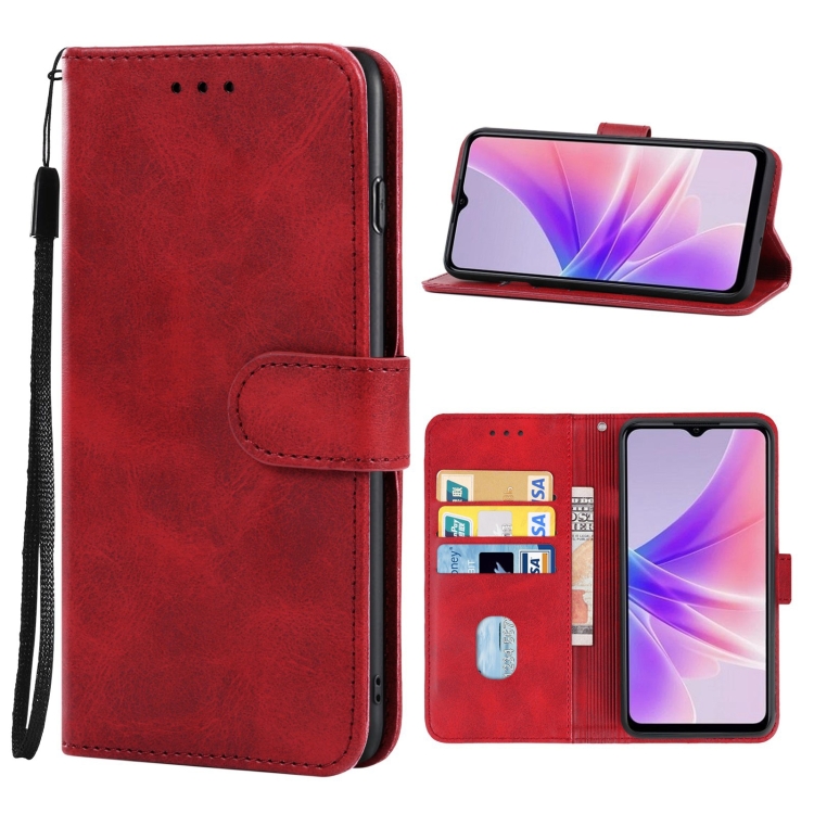 

For OPPO A77s Leather Phone Case(Red)