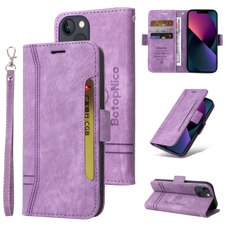 

For iPhone 13 mini BETOPNICE Dual-side Buckle Leather Phone Case(Purple)
