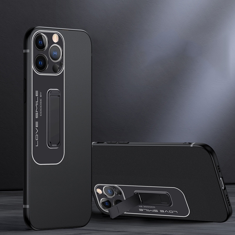 

For iPhone 14 Pro Max Frosted Holder Phone Case(Matte Black)