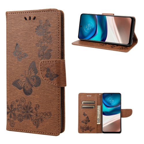 

For Motorola Moto G42 Butterfly Embossed Horizontal Flip Leather Phone Case(Brown)