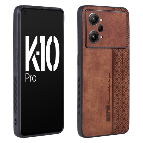 

For OPPO K10 Pro 5G AZNS 3D Embossed Skin Feel Phone Case(Brown)