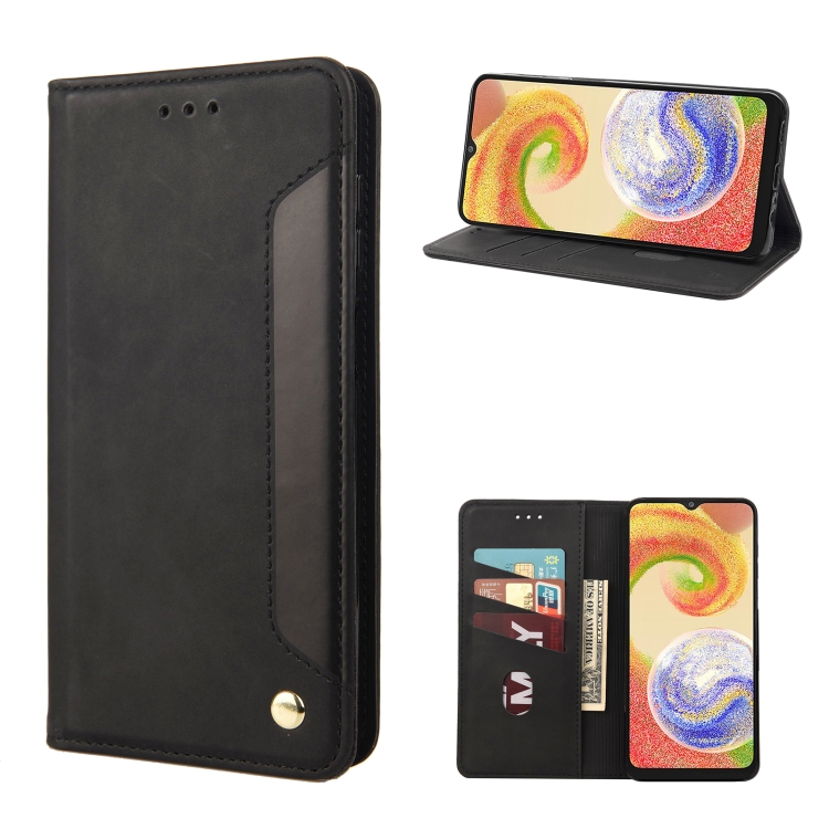 

For Samsung Galaxy A04 Skin Feel Splicing Leather Phone Case(Black)