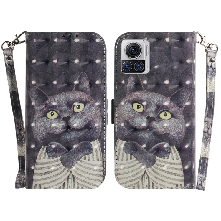 

For Motorola Moto X30 Pro 5G/Edge 30 Ultra 5G 3D Colored Horizontal Flip Leather Phone Case(Hug Cat)
