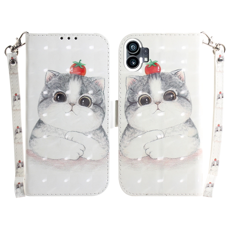 

For Nothing Phone 1 3D Colored Horizontal Flip Leather Phone Case(Cute Cat)