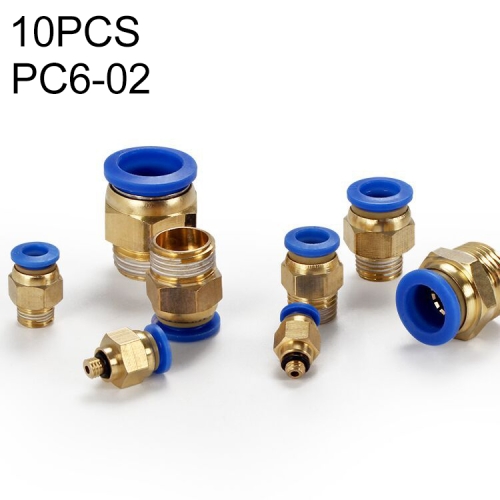 

PC6-02 LAIZE 10pcs PC Male Thread Straight Pneumatic Quick Fitting Connector