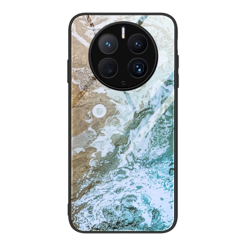 

For Huawei Mate 50 Pro Marble Pattern Glass Protective Phone Case(Beach)