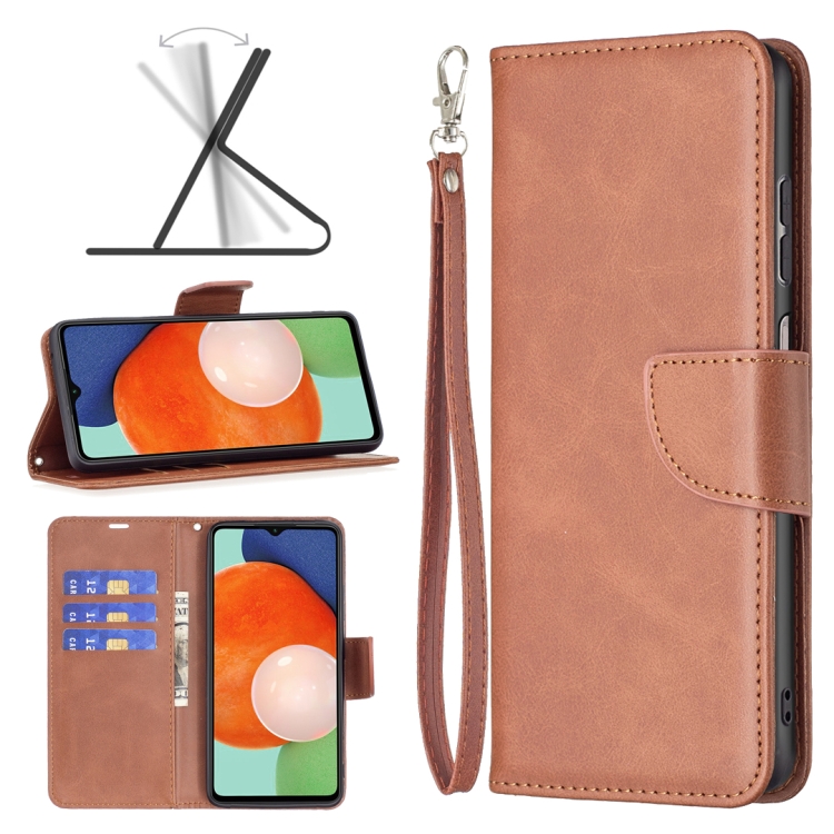 

For Samsung Galaxy A04 4G Lambskin Texture Pure Color Flip Leather Phone Case(Brown)