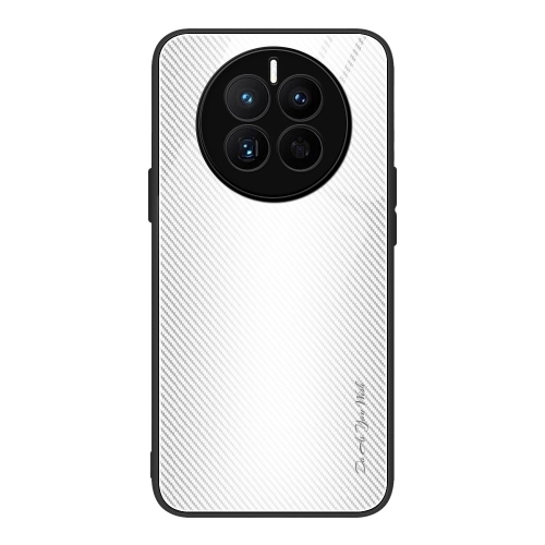 

For Huawei Mate 50 Texture Gradient Glass TPU Phone Case(White)