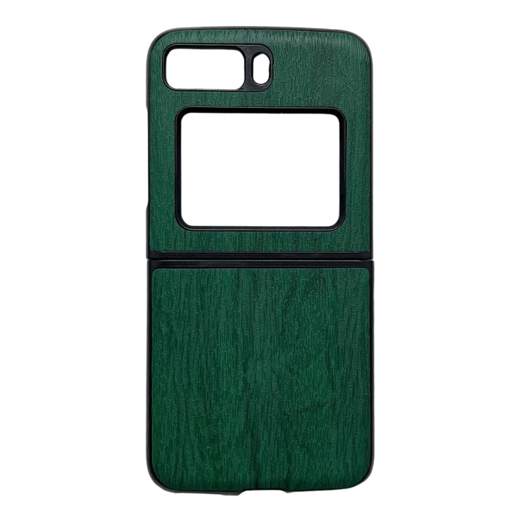 

For Motorola Moto Razr 2022 Wood Texture PU Phone Case(Green)