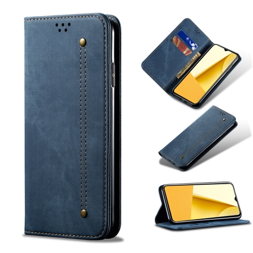 

For vivo Y77 5G Malaysian/Y77e Global Denim Texture Leather Phone Case(Blue)