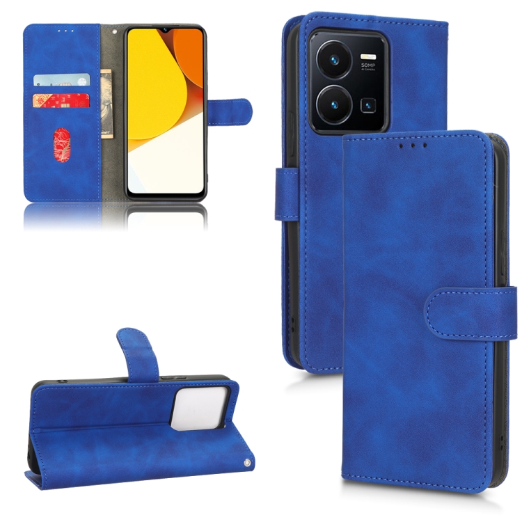 

For vivo Y22s / Y35 Skin Feel Magnetic Flip Leather Phone Case(Blue)