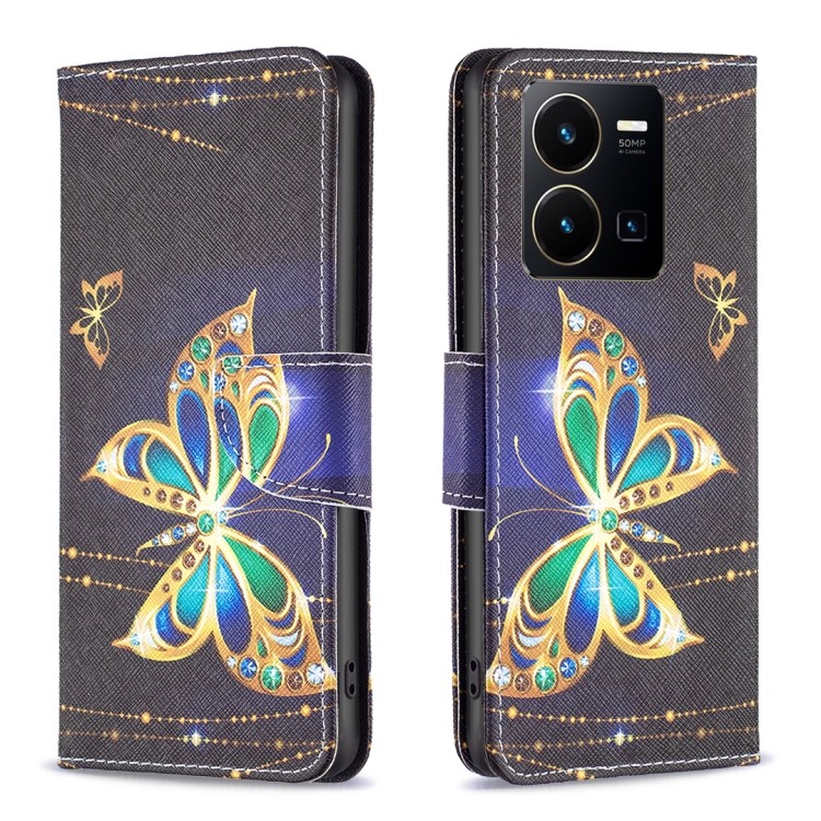 

For vivo Y35 / Y22 Colored Drawing Pattern Flip Leather Phone Case(Big Butterfly)