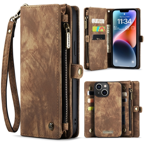 

For iPhone 14 CaseMe 008 Detachable Multifunctional Leather Phone Case(Brown)