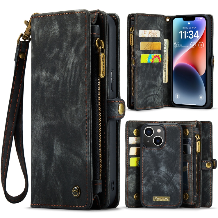 

For iPhone 14 Plus CaseMe 008 Detachable Multifunctional Leather Phone Case(Black)