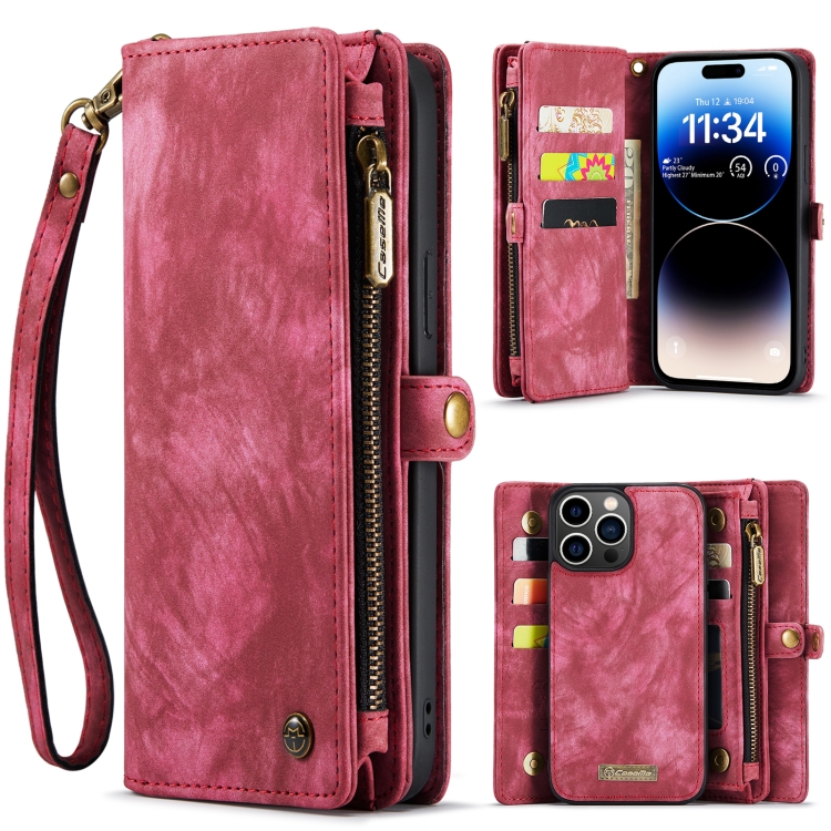 

For iPhone 14 Pro Max CaseMe 008 Detachable Multifunctional Leather Phone Case(Red)