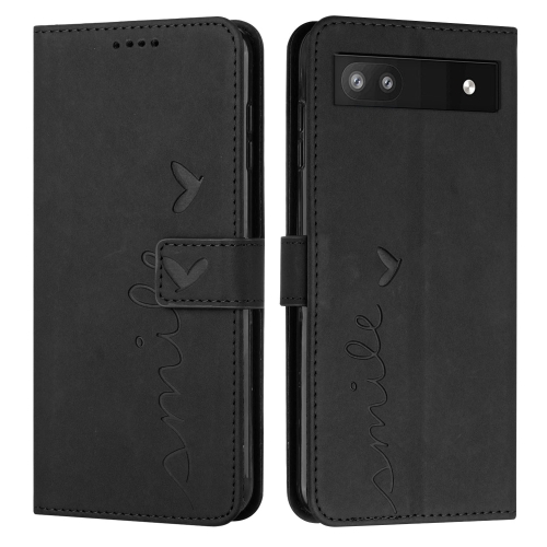 

For Google Pixel 6a Skin Feel Heart Pattern Leather Phone Case(Black)