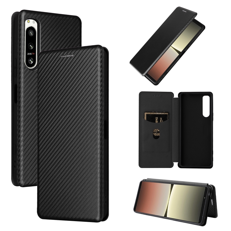 

For Sony Xperia 5 IV Carbon Fiber Texture Leather Phone Case(Black)