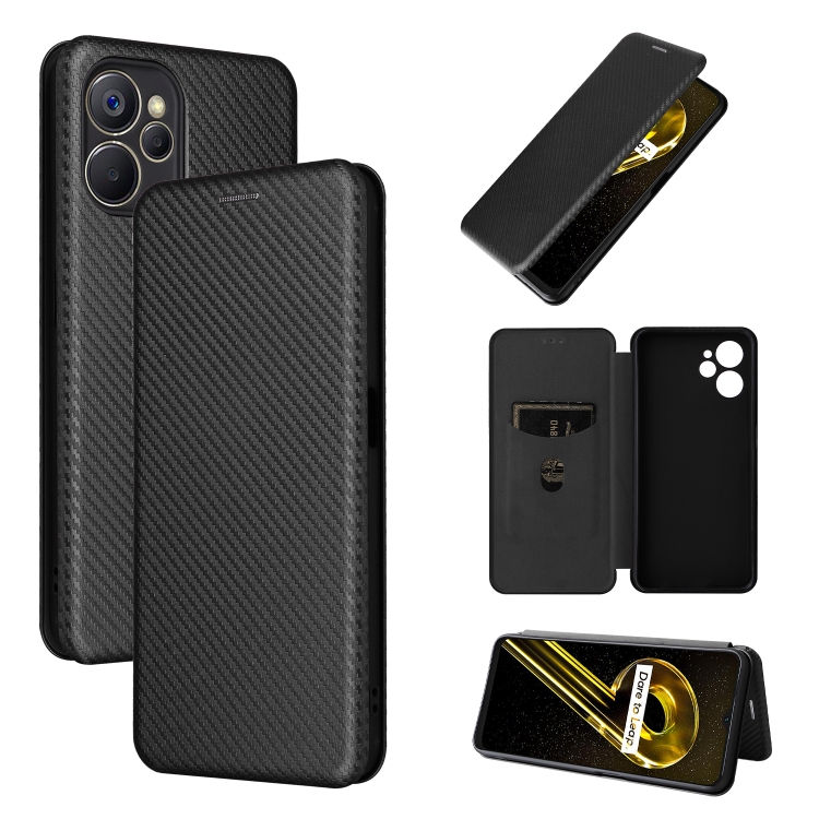 

For Realme 9i Carbon Fiber Texture Leather Phone Case(Black)