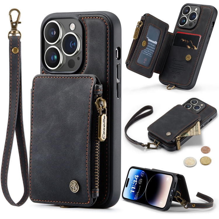 

For iPhone 14 Pro CaseMe C20 Multifunctional Leather Phone Case(Black)