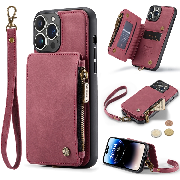 

For iPhone 14 Pro Max CaseMe C20 Multifunctional Leather Phone Case(Red)