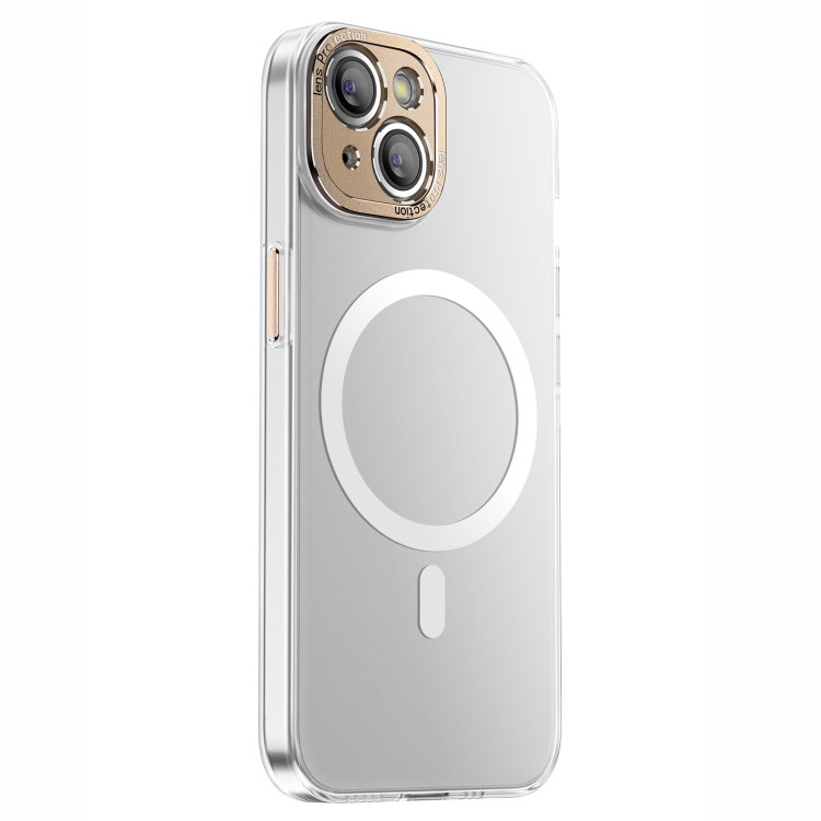 

For iPhone 13 PC Crystal Clear Frosted Magnetic Magsafe Phone Case(Gold)