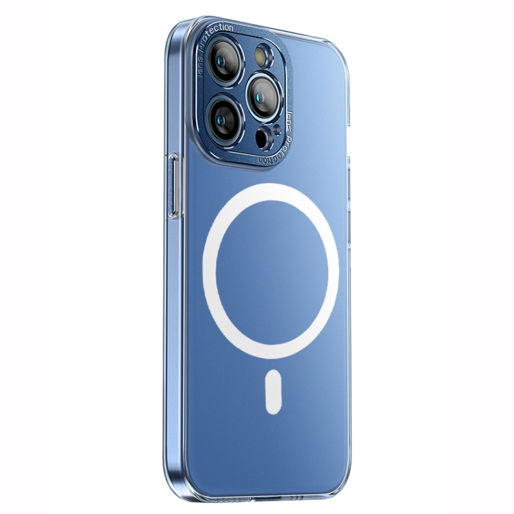 

For iPhone 13 Pro PC Crystal Clear Frosted Magnetic Magsafe Phone Case(Blue)