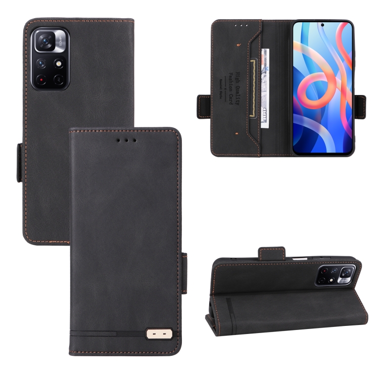 

For Xiaomi Redmi Note 11S / Poco M4 Pro 5G Magnetic Clasp Flip Leather Phone Case(Black)