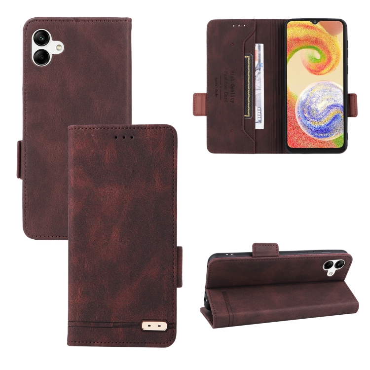 

For Samsung Galaxy A04 4G Magnetic Clasp Flip Leather Phone Case(Brown)