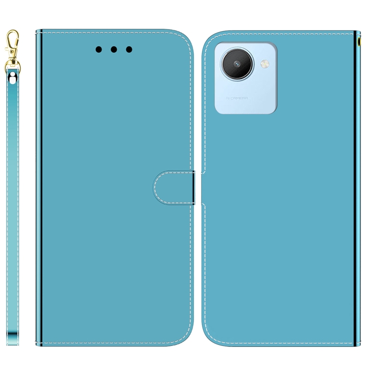 

For Realme C30 Imitated Mirror Surface Flip Leather Phone Case(Blue)