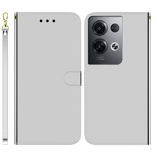 

For OPPO Reno8 Pro+ Imitated Mirror Surface Flip Leather Phone Case(Silver)