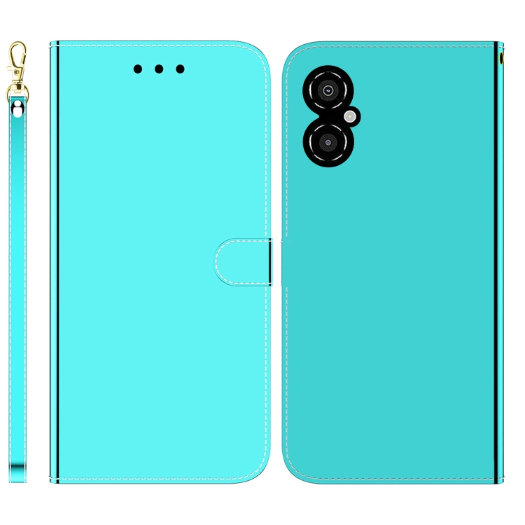 

For Xiaomi Poco M4 5G Imitated Mirror Surface Flip Leather Phone Case(Mint Green)
