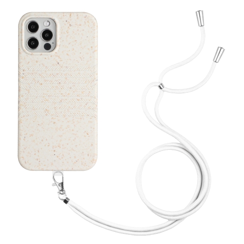 

For iPhone 13 Pro Max Wheat Straw Material Degradable TPU Phone Case with Lanyard(White)