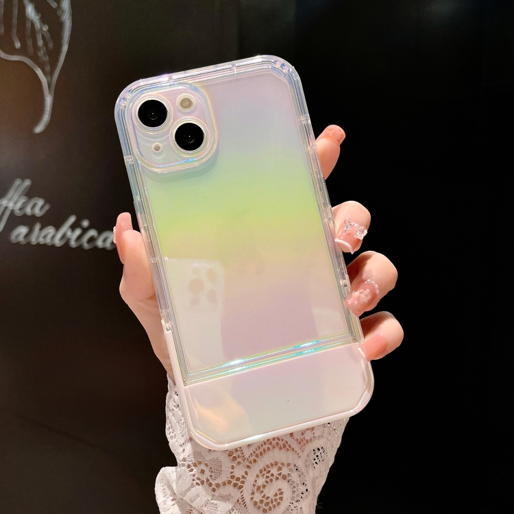 

For iPhone 14 Pro Color Plated Invisible Holder Phone Case(Transparent)
