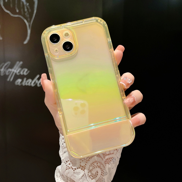 

For iPhone 14 Color Plated Invisible Holder Phone Case(Yellow)
