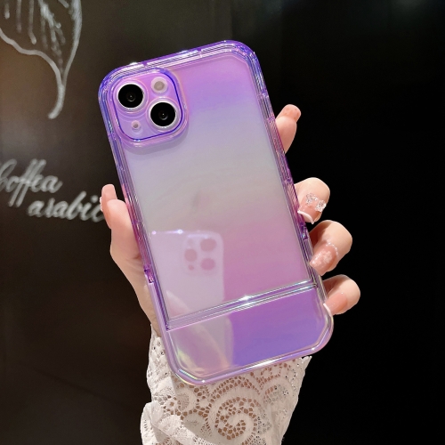 

For iPhone 14 Plus Color Plated Invisible Holder Phone Case(Purple)