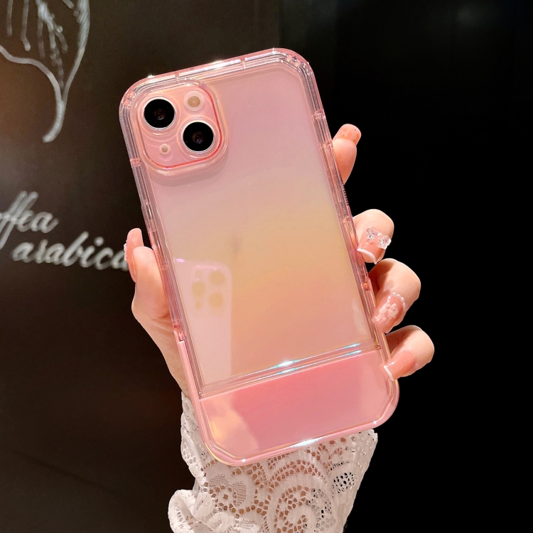 

For iPhone 12 Pro Max Color Plated Invisible Holder Phone Case(Pink)