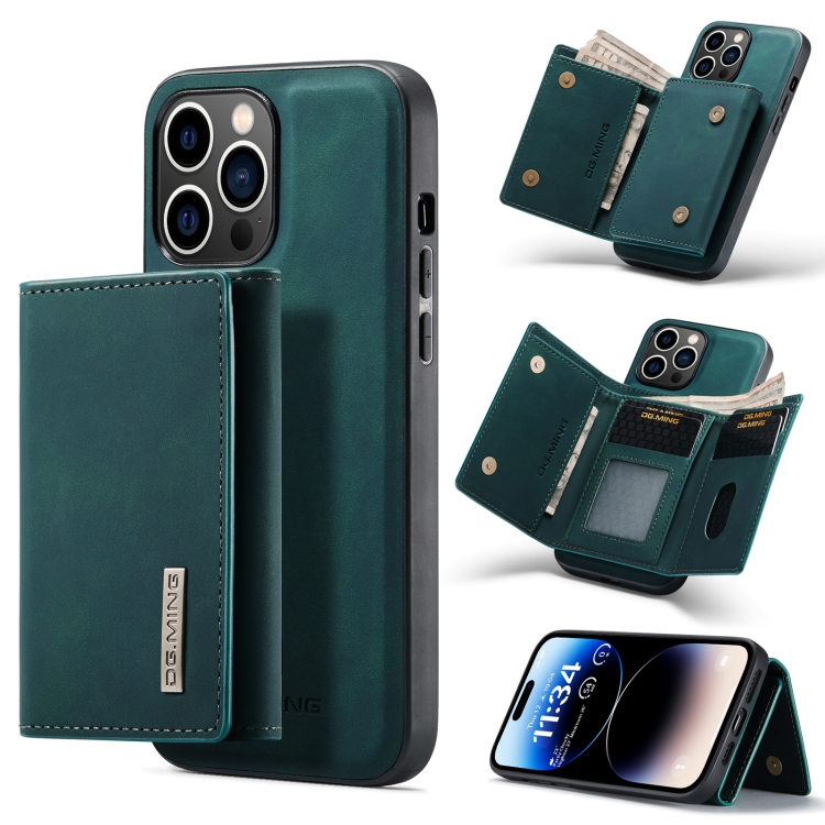 

For iPhone 14 Pro DG.MING M1 Series 3-Fold Multi Card Wallet Leather Case(Green)