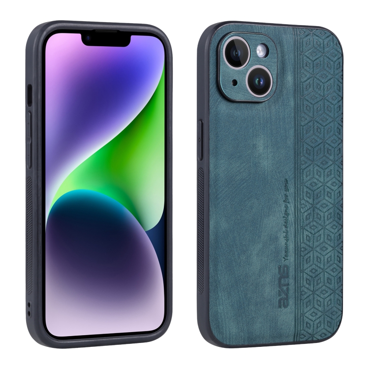 

For iPhone 14 AZNS 3D Embossed Skin Feel Phone Case(Dark Green)